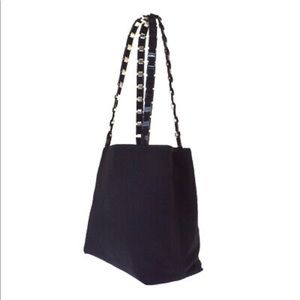 SALVATORE FERRAGAMO Vara Chain Tote Shoulder Bag Canvas Italy. EUC